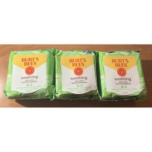 Lot 3 Burt's Bees Aloe Vera Facial Towels Makeup Remover Facial Cleanser 30ct Ea